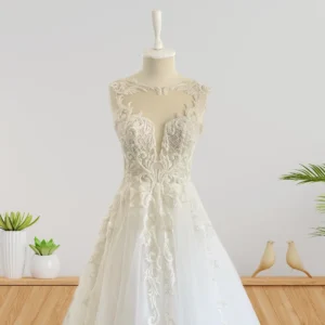 Handmade Bridal Gown with Delicate Lace and Tulle Features (Wedding Dress / Bridal)